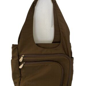 Ameribag Brown Nylon Multi Pocket Shoulder Bag